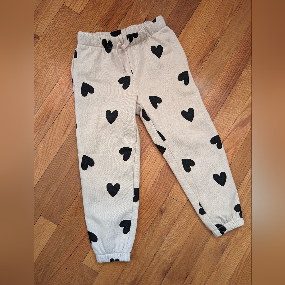 Kids cream and black heart joggers